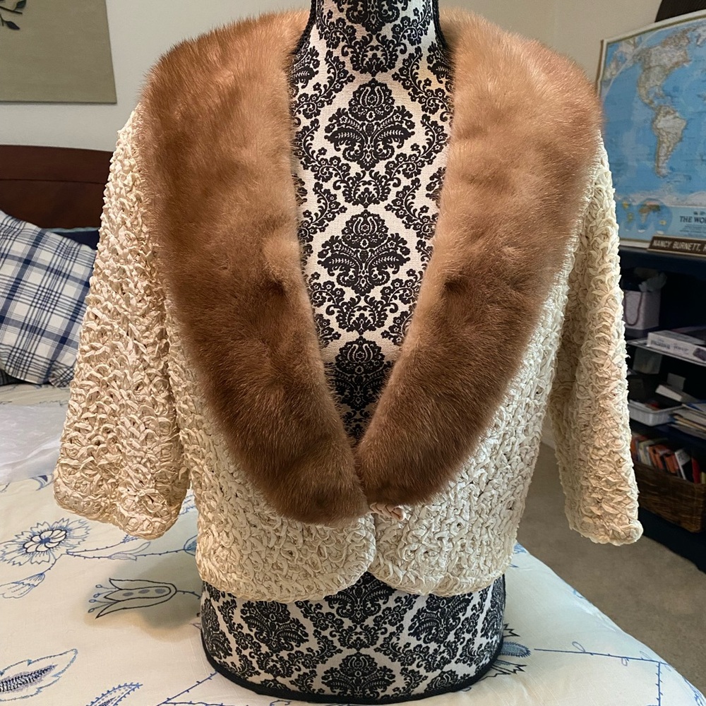 Vintage Cream and Mink Jacket- Buy 1 & get 2nd item for 50% off